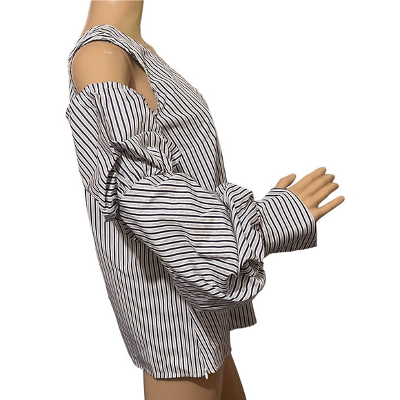 PETERSYN Womens Lara Blouse One Shoulder Striped in Empire Size M New - Picture 4 of 10